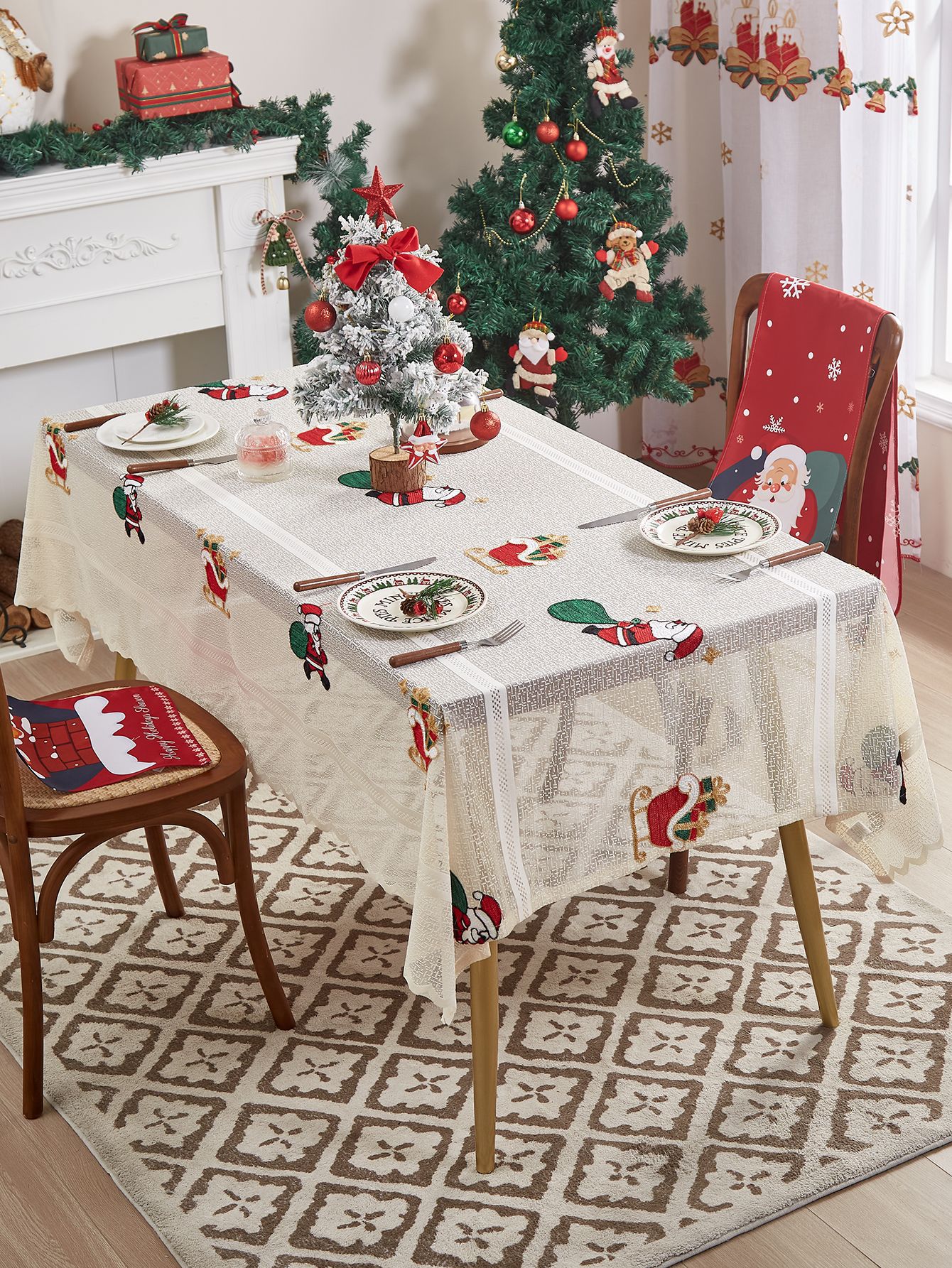 Natale Babbo Natale festa tavolo da tè tovaglia decorazione Natale tovaglia stampata atmosfera tovaglia transfrontaliera festa_voghion.com