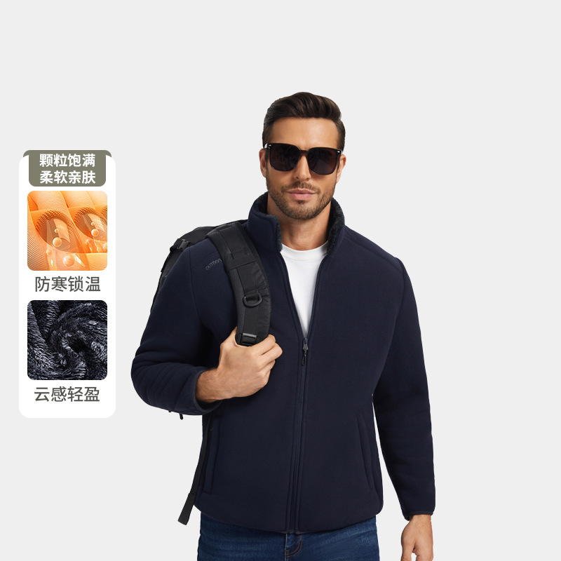 Men's High-Density Fleece Long-Sleeve Thickened Windproof Stand-Collar Autumn and Winter Style for Middle-Aged and Elderly, with Added Fleece Men's High-Density Fleece Long-Sleeve Thickened Windproof Stand-Collar Autumn and Winter Style for Middle-Aged and Elderly, with Added Fleece