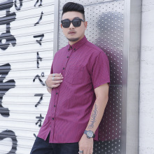 加大码加肥夏季薄款短袖衬衫休闲肥佬商务格子衬衣男工厂跨境直销