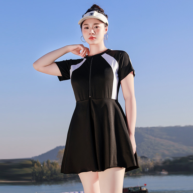 Trajes de baño de mujer grandes grasa MM sueltos, vestido deportivo, cubre el estómago y adelgazar los estudiantes conservadores, trajes de baño de vacaciones rápidos y secos