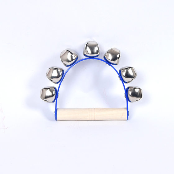 Wooden semicircle 5 bells 7 bells leather rattles manufacturers wholesale children's musical instruments rattles Orff musical instruments hand-held bells