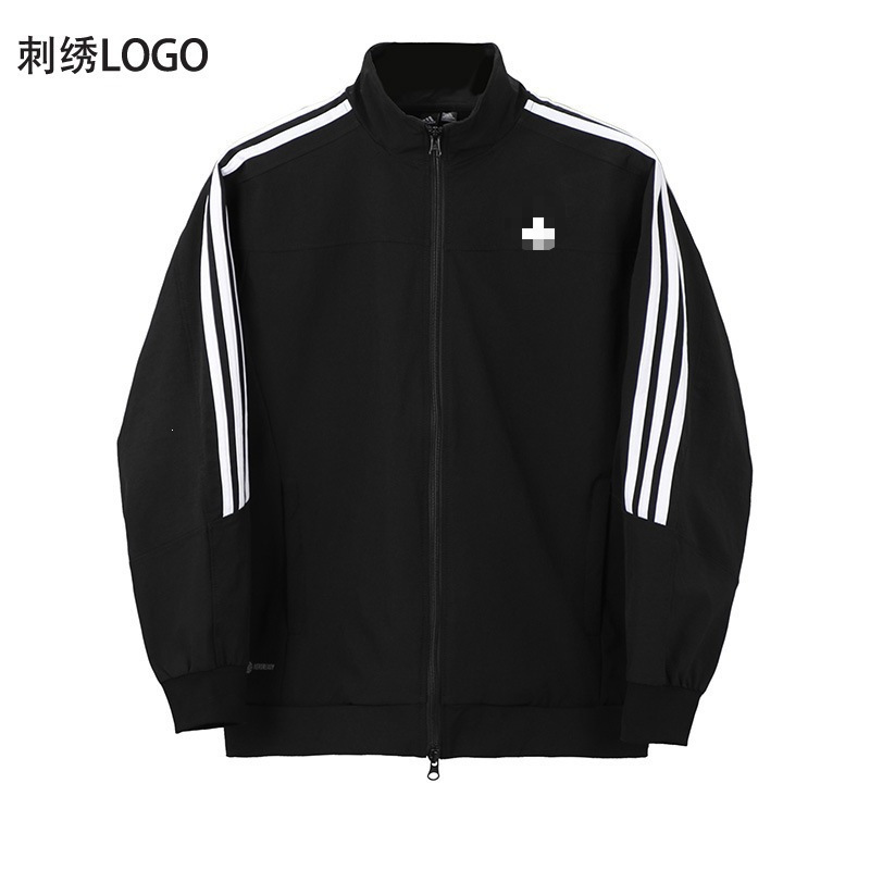 Cross-Border High-End Version Spring and Autumn New Adidas Jacket for Men, Casual Sports Stand Collar, Loose Fit, Embroidered, Couple's Three-Stripe Design