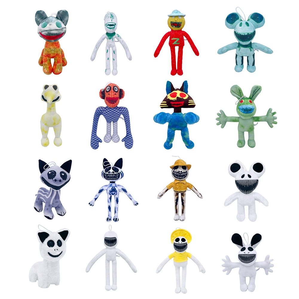 Assorted plush monster dolls - soft toy characters, OPP vacuum-pack packaging, colors
