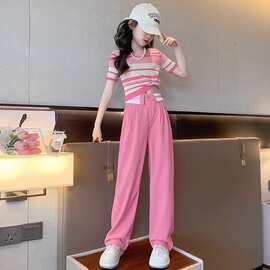 女童套装2024新款韩版夏装洋气休闲儿童时髦中大童运动短袖两件套