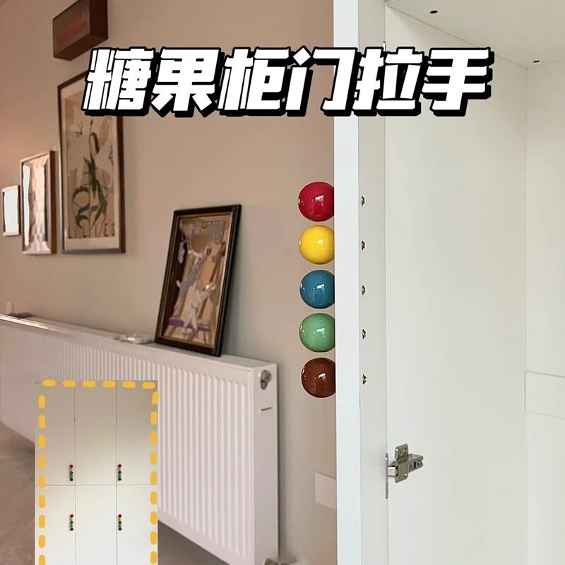 子供部屋のキャビネットドアハンドル引き出しカラフルなかわいいボールセラミックラウンドボタン引き出しキャビネットドア漫画ハンドル|undefined