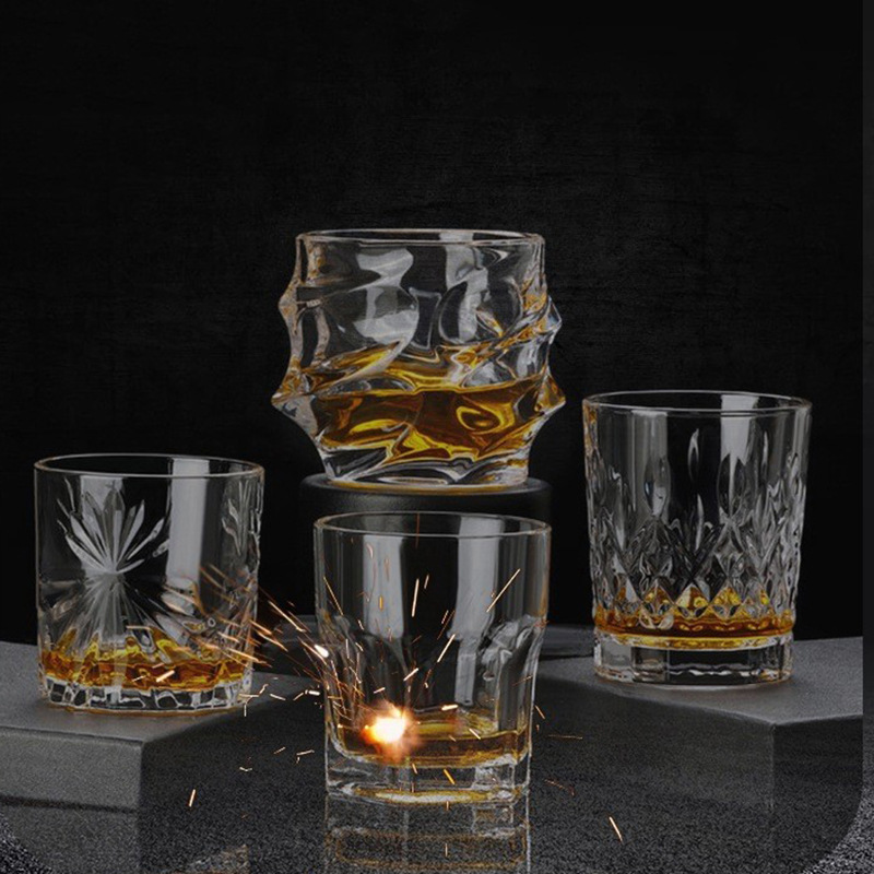 Vaso de whisky, juego de vasos de cristal para el hogar, vaso de licor retro para bar, vaso de cerveza creativo de estilo europeo, estilo ins