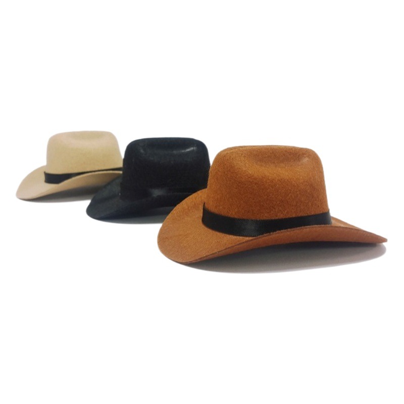 Ribbon Pet Brown Cowboy Hat Mini Hat for Cat and Dog Party Holiday Cowboy Pet Hat