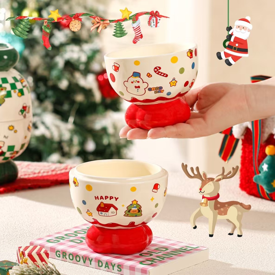 Taza de Navidad creativa, taza de caramelo, souvenirs de cerámica, linda caja de regalo, taza de agua potable personalizada transfronteriza para el hogar