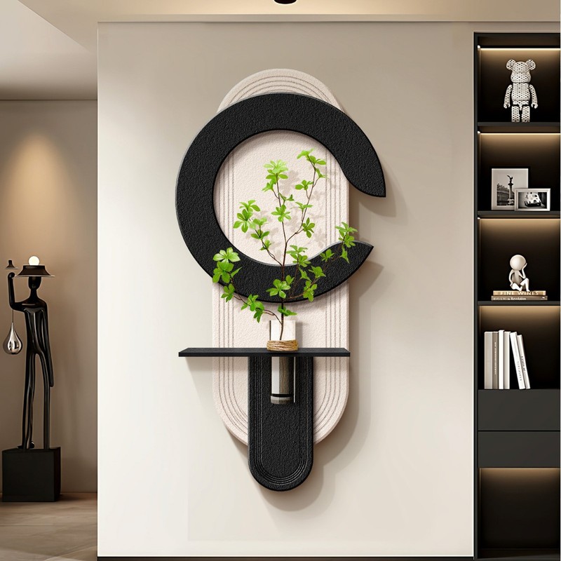 现代简约玄关装饰画2025新款走廊过道挂画水培绿植创意立体砂岩画|undefined