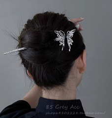 Metallic liquid butterfly hairpin antique design irregular hairpin modern high-end daily hairpin wholesale