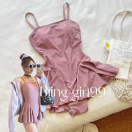 【豆沙粉】夏季显瘦收腰保守泳衣鱼尾裙粉色百搭洋气少女风比基尼