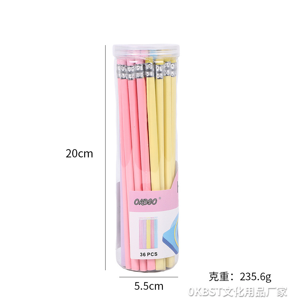 Cabeza de borracha de cinta de macarón estudiantes HB lápiz triangular 24 36 48 barriles de color