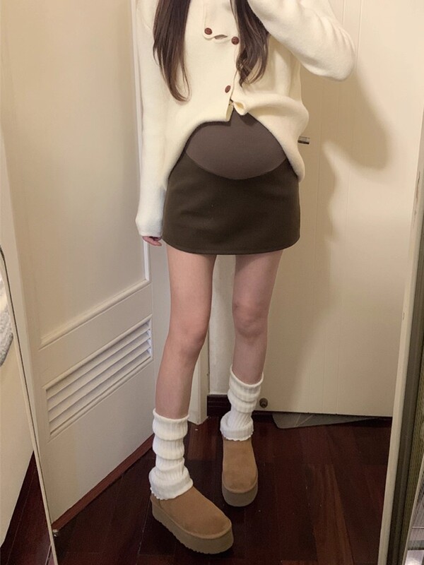 孕妇短裙秋装外穿显瘦托腹不勒肚一步裙气质包臀A字裙孕妇半身裙|undefined