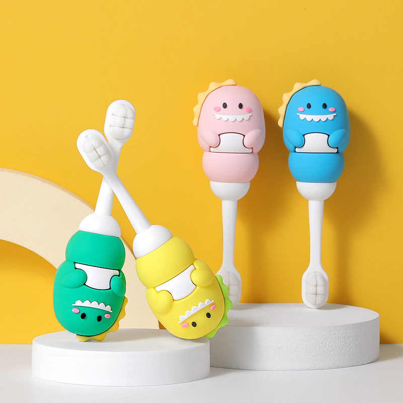 Cartoon Little Dinosaur Kidsren's Toothbrush with Ten Thousand Bristles, 0-3 Years Old Infants and Toddlers, Ultra-Soft Bristles, Small Head Nano Toothbrush Manufacturer