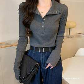 大码正肩显瘦T恤女2023秋季新款设计感辣妹长袖内搭打底衫上衣服