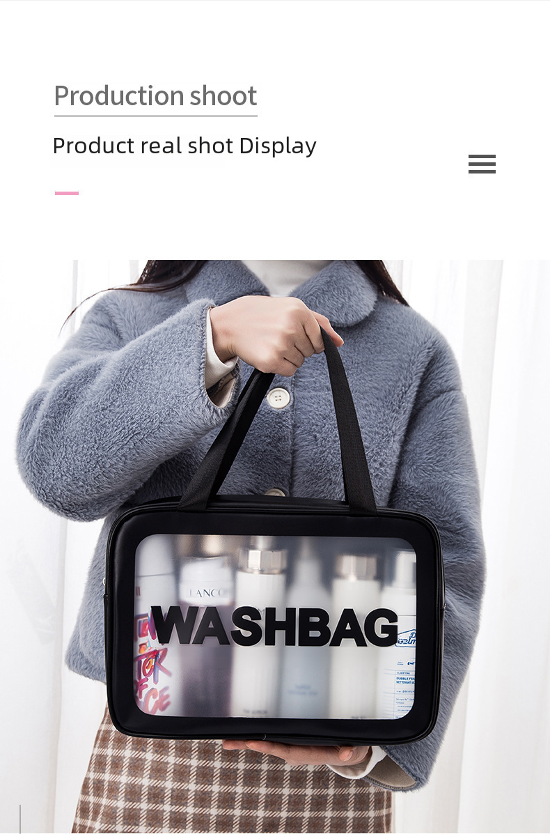 PU frosted waterproof cosmetic bag large capacity high-looking portable cosmetic storage bag wash swimming bag