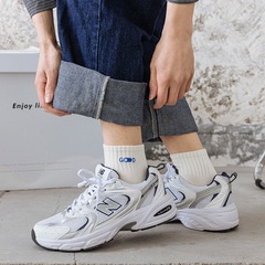 Men's Summer and Autumn New Short Socks, Athletic Crew Socks with Sweat Absorption, Trendy Cotton Student Plain Color Embroidered Personality Socks for Wholesale