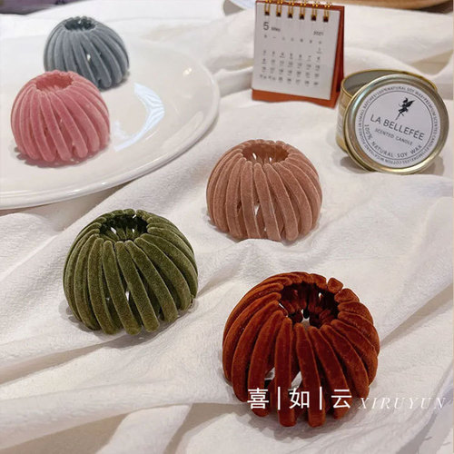 Temperamental flocking bird's nest hair ring hair iron for girls to tie high ponytail, internet celebrity  new grabber headgear