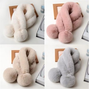 One Piece Free Shipping Scarf Plush Women's Winter Korean Style Fur All-Match Imitation Fur Ball Scarf Imitation Rex Rabbit Hair Warm