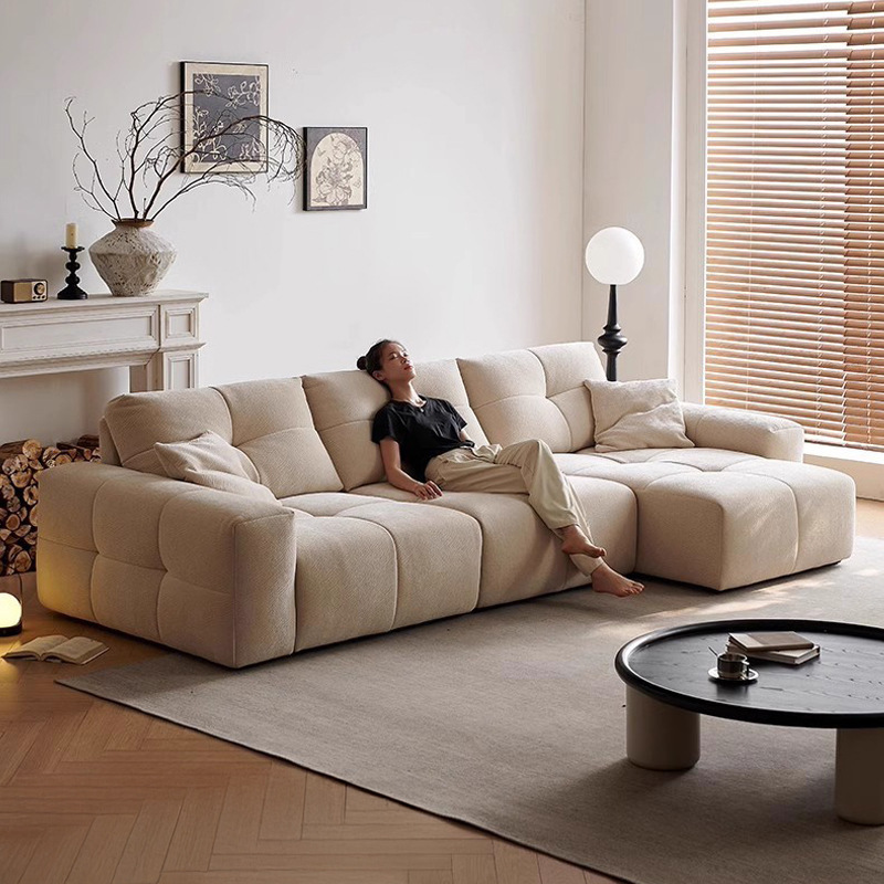 Pixel Sofa Living Room Fabric L-Shaped Eshen Foshan Longjiang Montessori Toast Corner Chenille Tofu Block Sofa