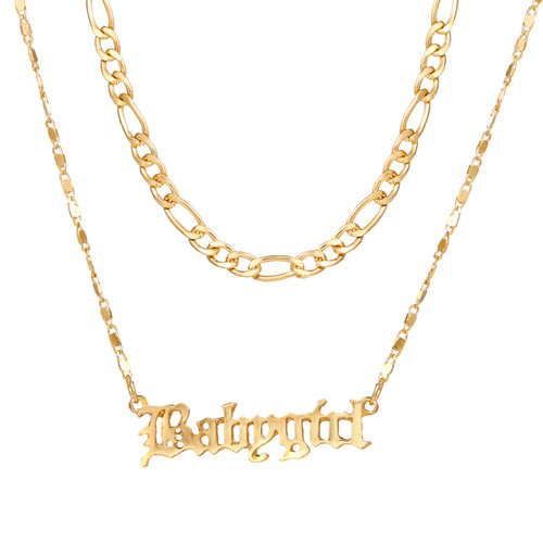 5043851 European and American Cross-Border New Baby Girl Alphabet Necklace, Instagram Style, Unique Design, Double Lock Bone Chain