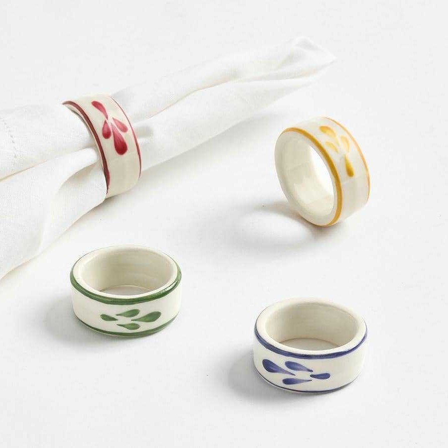 欧式陶瓷手绘餐巾环酒店简约圆形餐巾扣餐桌装饰品