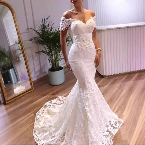 2025 new one-shoulder backless lace bride wedding European and…