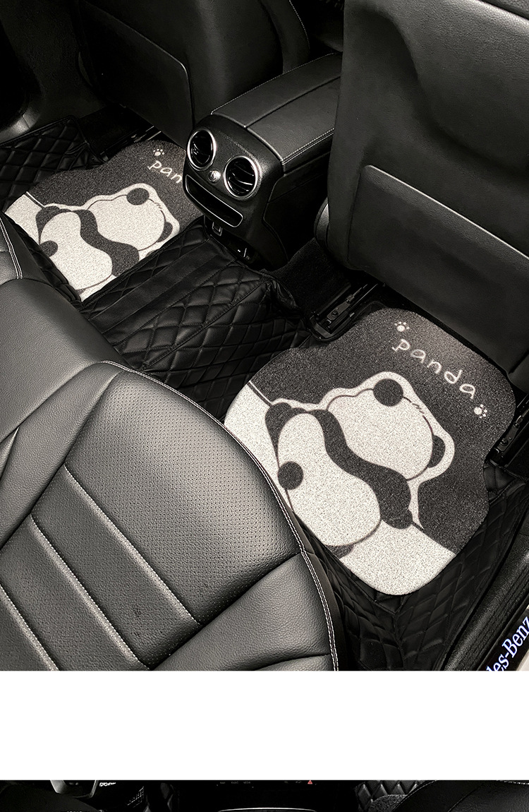 Cartoon Panda Car Mat Wire Ring Universal Single Piece Main Driving Anti-Dirty Decoration Car Mat Rear Pad