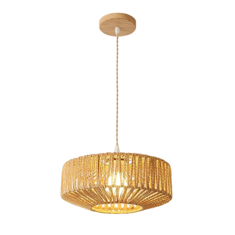Estilo pastoral rural americano transfronterizo, lámpara de ratán hecha a mano, cama de familia, restaurante, pasillo, sala de estar, pasillo, dormitorio, lámpara de techo