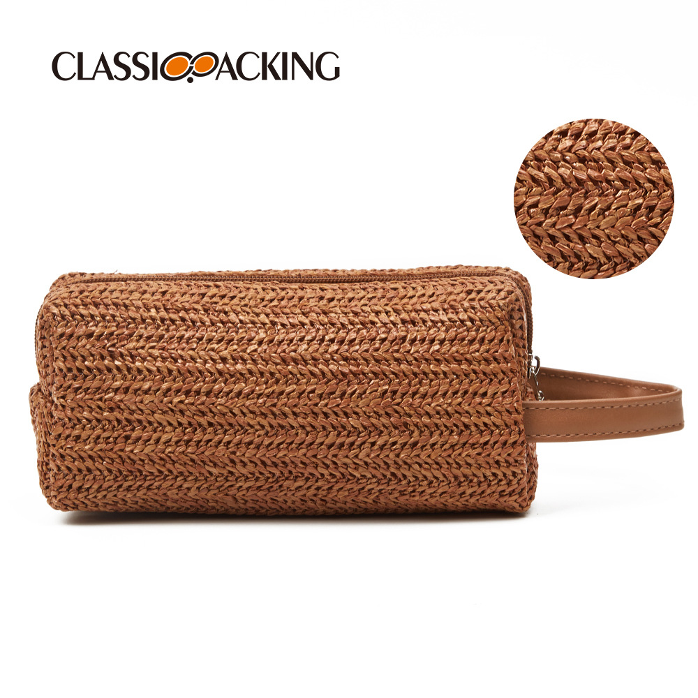 Bolsa de almacenamiento de cosméticos simple al por mayor de fábrica, material de hierba ppp, bolsa de lavado de viaje portátil de gran capacidad, bolsa de cosméticos