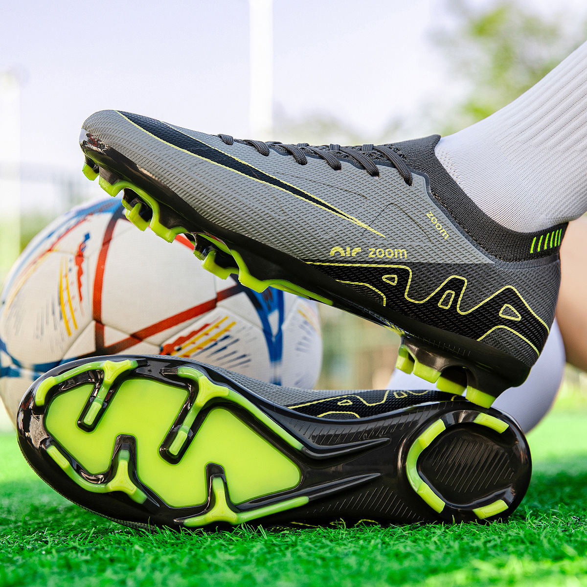 Zapatos de fútbol de la Copa de Europa 15 del fabricante, con costuras invisibles, disponibles en varios tamaños, para hombre y mujer, tacos bajos con tacos largos para fútbol sobre césped.