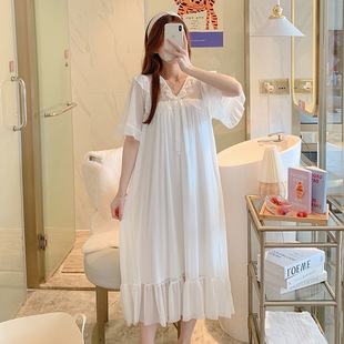 Summer New K-style Thin Sweet and Cute Pajamas Sexy Mesh Home Clothes ins Short-sleeved Nightdress Women Wholesale