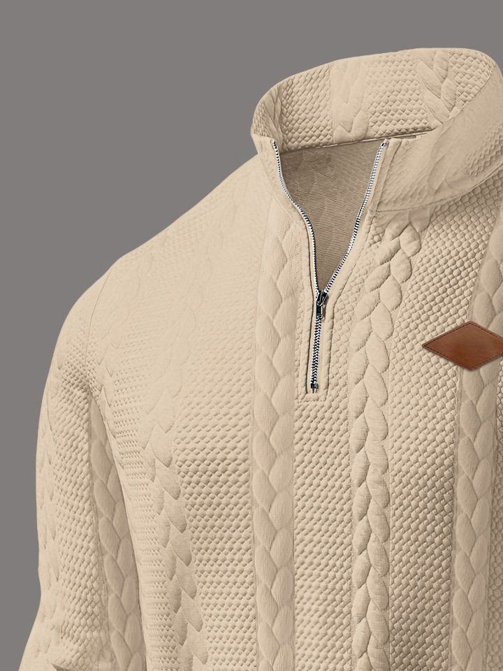 Herren Jacquard Strickpullover Mit Stehkragen Für Den Alltag_voghion.com