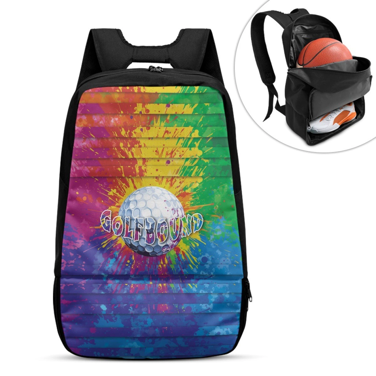 2025 новый многофункциональный спортивный мешок для мячей из полиэстера, водонепроницаемая ткань, популярный принт для гольфа