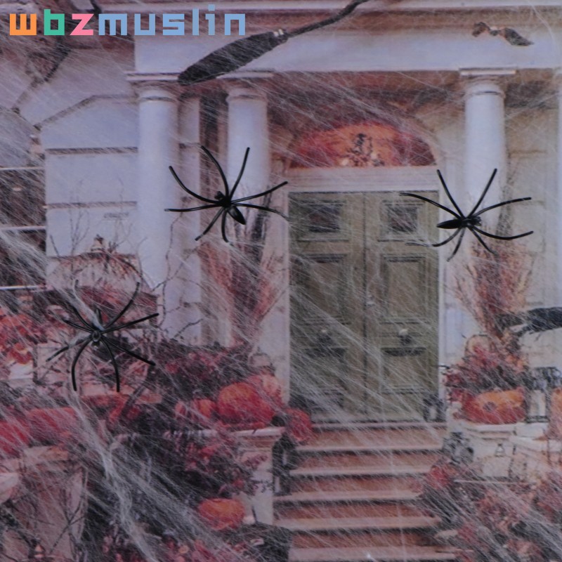 Miembros transfronterizos venta caliente estirable superelástica tela de araña simulación fantasma de Halloween decoración de algodón de araña
