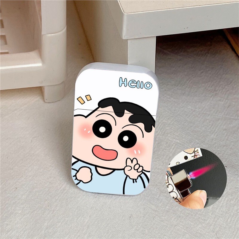 [Multi-Platform Dropshipping] Crayon Shin-Chan Short Inflatable Lighter Pink Fire Windproof Press Digital High Appearance