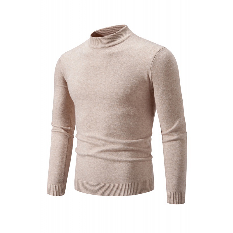 Men's Half-Turtleneck Sweater, Export Spring and Autumn Thin Sweater, Round Neck Knit Sweater, Solid Color Casual Versatile Men's Half-Turtleneck Sweater, Export Spring and Autumn Thin Sweater, Round Neck Knit Sweater, Solid Color Casual Versatile