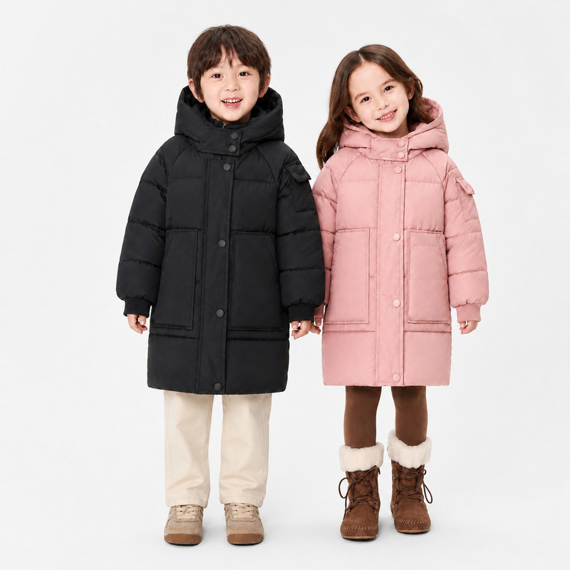 New Korean-style, loose-fitting, warm, mid-length, knee-length down cotton jacket for girls, featuring a cute and thickened design, perfect for outdoor activities New Korean-style, loose-fitting, warm, mid-length, knee-length down cotton jacket for girls, featuring a cute and thickened design, perfect for outdoor activities