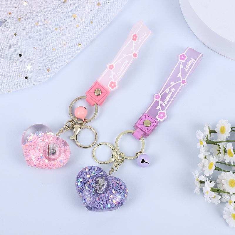 Creative acrylic light love crystal bottle Keychain Fashion Women bag pendant car key chain