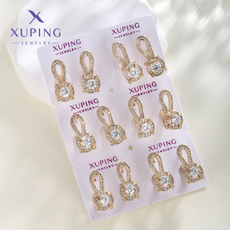 Xuping comercio exterior transfronterizo joyería de moda dorada auriculares lujosas sensación alta una tarjeta de otoño y invierno 6 pares de 12 pares de pendientes para mujeres