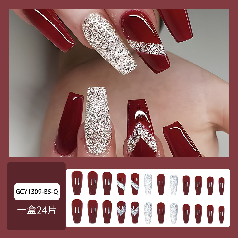 Desgaste de uñas falso transfronterizo de uñas de longitud media pieza de uñas desmontable pieza de uñas producto terminado uñas al por mayor