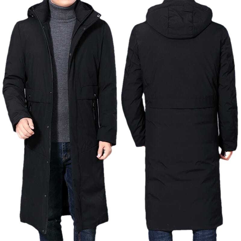 중년 및 노인 아버지를위한 겨울 남성의 긴 무릎 위의 면화 패딩 재킷 남성의면 패딩 재킷 중간 길이의 두껍게 면화 패딩 재킷