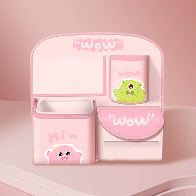 Trash Can Storage Box — Car storage bag/box - pink-little-monster-storage-bag-short-style-free-waterproof-inner-bucket