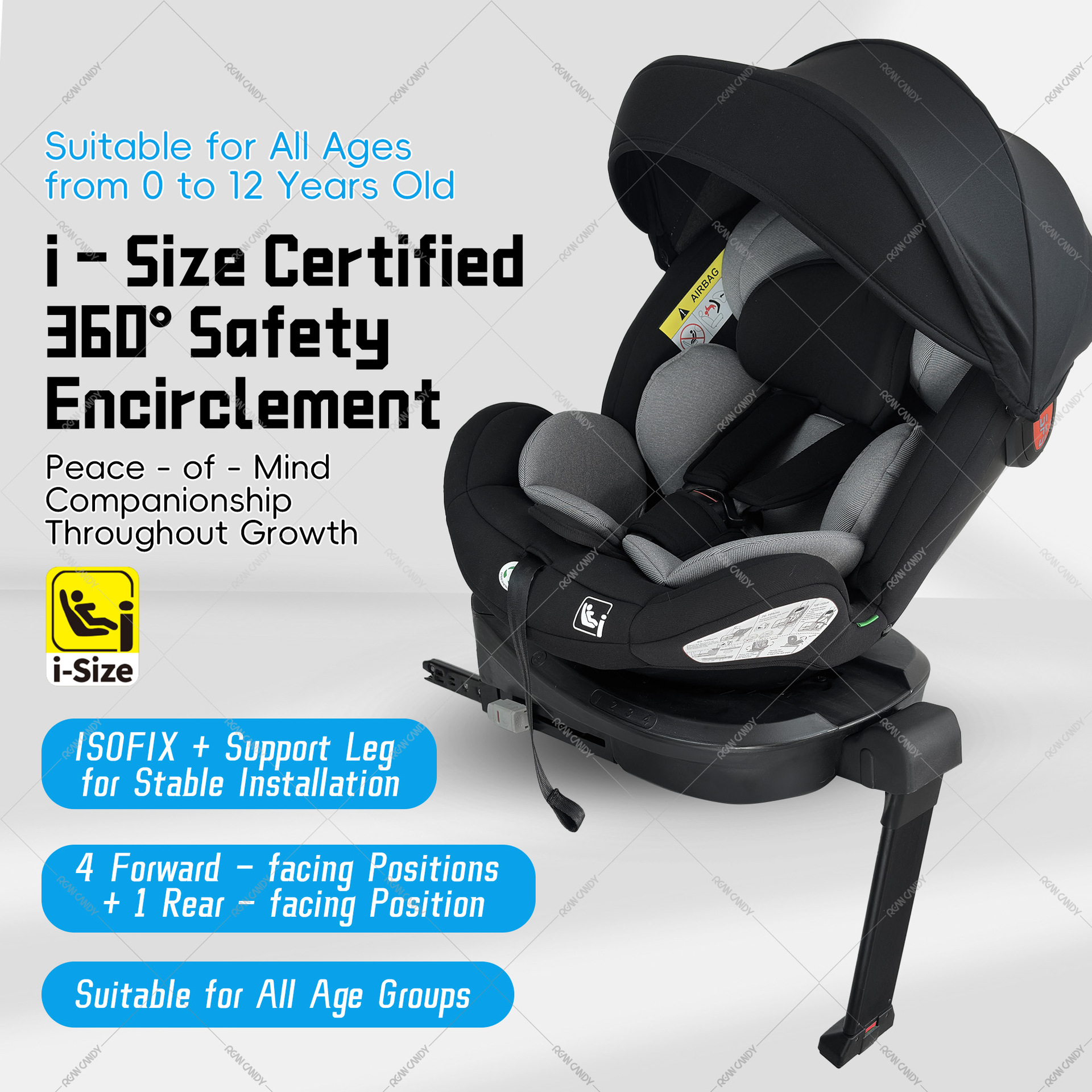 0-12 Years Old Kidsren's 360-Degree Rotating Safety Seat Baby Space Capsule Isofix Car with Isize Certification