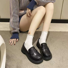 跨境真皮小皮鞋女2025新款百搭黑色英伦风复古懒人乐福鞋女一脚蹬