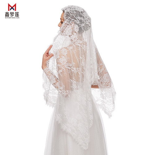 Cross-border foreign trade European and American style lace triangle veil wedding accessories wedding headdress bridal veil wholesale