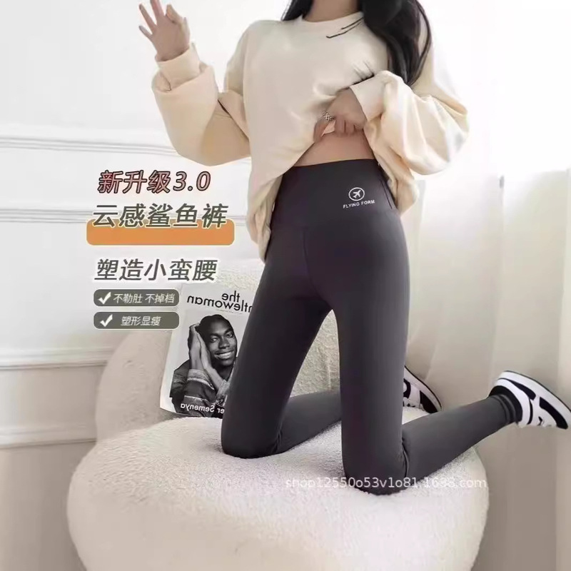 Shark Pants Women's Spring and Autumn Thin Outer Wear Matte High Waist Belly Tight Outer Wear Yoga Sports Barbie Leggings