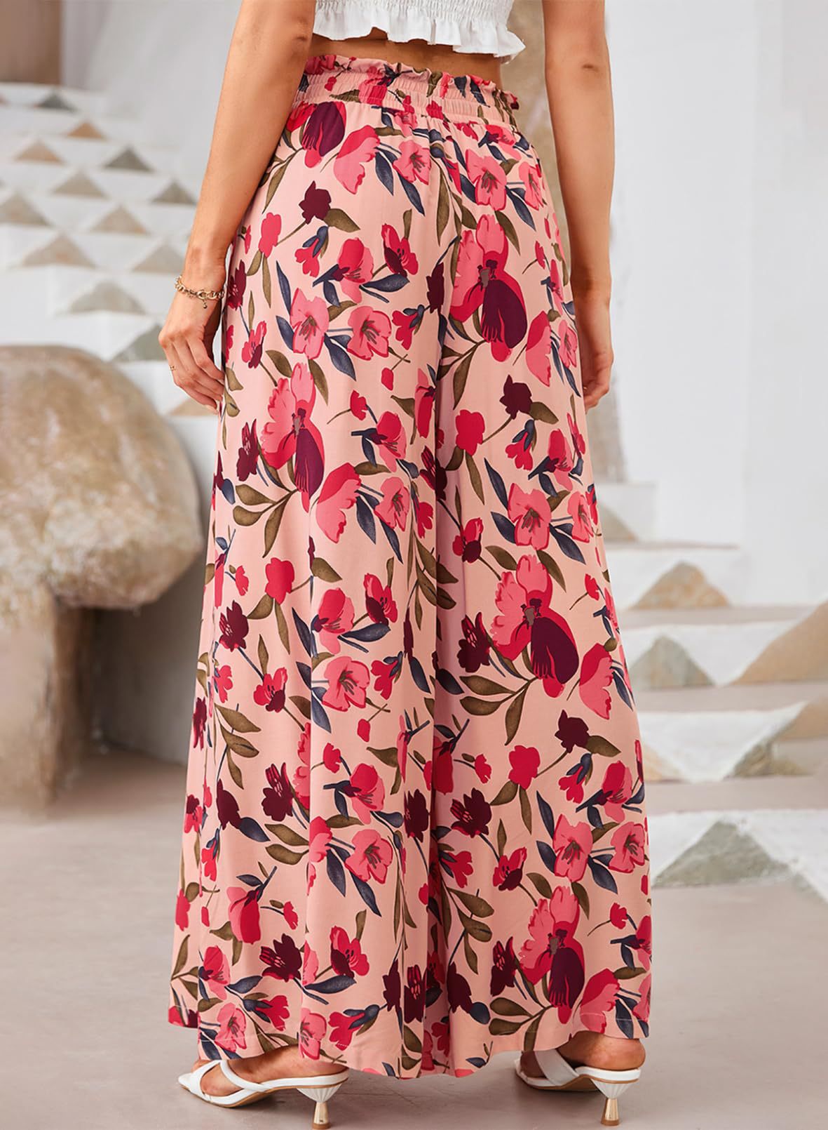 354g Weight Full Length Pants Length Spandex, Polyester Fabric Type High Waist Waist Line Casual Pants Pants Type Holiday, Daily Occasion Loose Fit Type Flower Pattern Summer Season Women's Gender Casual Style Women's Holiday Daily Casual Flower Full Length Casual Pants 6
