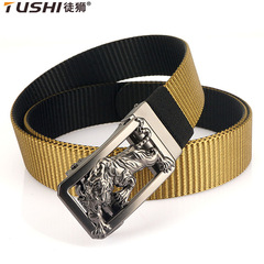 New 3.5 thickened double-sided nylon belt, versatile casual outdoor pants belt, rotating automatic buckle belt wholesale