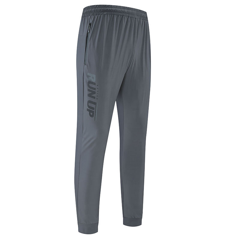 Casual impreso pantalones de secado rápido pantalones deportivos de otoño de los hombres transpirable delgada atados al tobillo de seda de hielo fresco fitness pantalones de correr